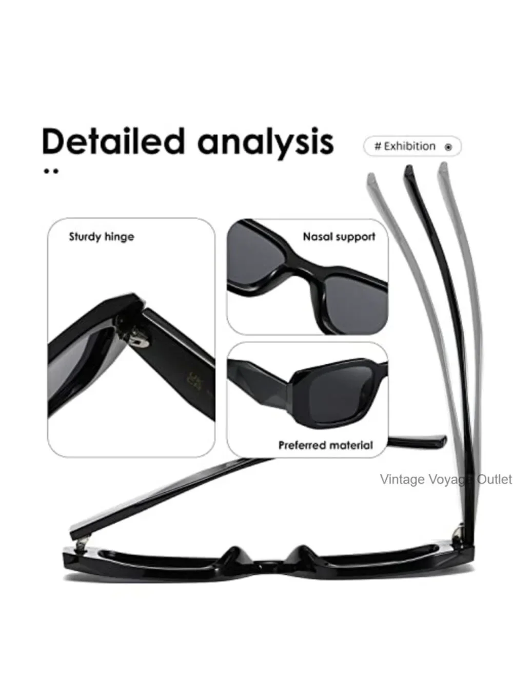 Retro Rectangular Sunglasses UV400 Metal Frame Unisex Driving Travel Shades